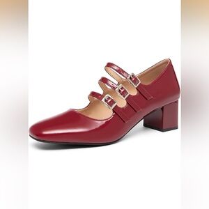 Chic Triple Strap Red Heels